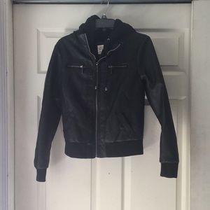 Faux leather bomber jacket